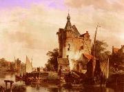 unknow artist, European city landscape, street landsacpe, construction, frontstore, building and architecture. 145